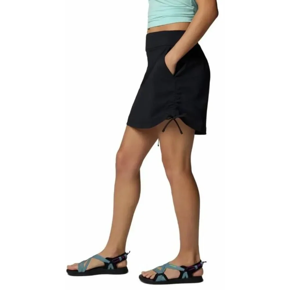 Solid Black Sz Large Athletic Omni-Shield Pull On Stretchy Ruched Skort COLUMBIA